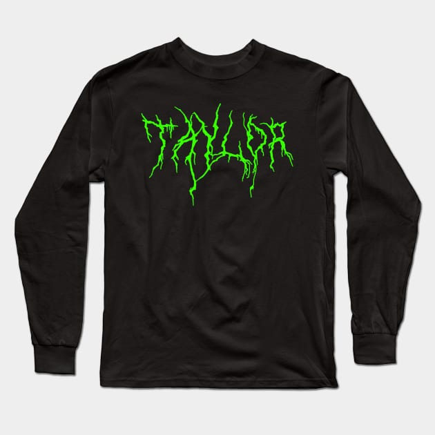 Taylor Metal Neon Green Long Sleeve T-Shirt by DeathAnarchy